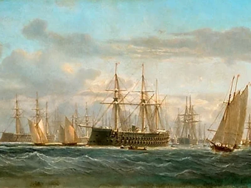 1827-Pierre Émile de Crisenoy - Navi da guerra nella rada di Cherbourg, 1866